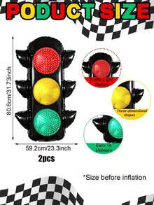 1/2pcs Traffic Light Balloons, Red & Green Light Shaped, Suitable For Theme Party Decoration, Racing Birthday Decoration, Traffic Theme, City Landscape Props, Racing Birthday Party Decoration, Car Party Supplies - 彩色 - 查看 7