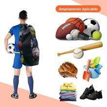 AdooAdii Bolsa de Pelota Bolsa de Red de Fútbol Bolsa Grande de Malla Deportiva para 12 Balones, Portátil Mochila Gimnasio Bolsa de Alenamiento para Piscine Playa Entrenador Equipo de Deportivo - albaricoque - Ver 4