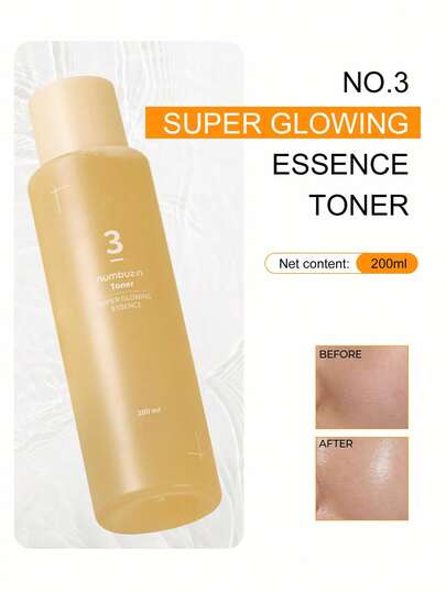  Numbuzin No.3 亮采精华爽肤水：提亮肤色、收缩毛孔、改善肤质、保湿。发酵成分：烟酰胺、半乳糖杆菌 200毫升