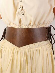 Medieval Witch Huntress Viking Pirate Belt Female Elf Knight Cosplay Costume PU Leather Waist Accessory Women Waistband LARP - Black - View 4