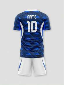 2 tricouri sport personalizate, în stil francez, pentru casă, concepute în stilul Cupei Mondiale din 2026, confecționate din material albastru regal cu modele. Potrivite pentru purtare zilnică, vizionarea meciurilor de fotbal și practicarea activităților sportive.