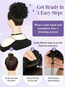 Messy Bun Elastic Drawstring Loose Wave Curly Hair Buns HairPiece Synthetic Hair Bun Hair Extensions Party For Women Daily Use - Multicolor - View 6