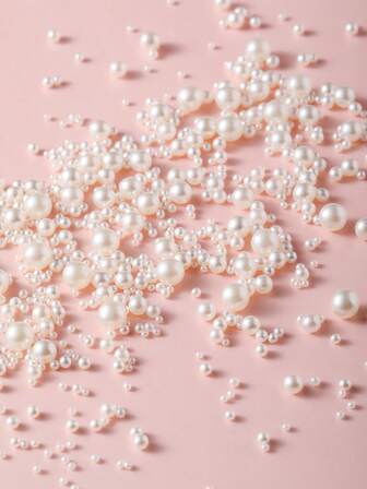 Perlen Nail Art Dekorationen - flach rund & halbrund, hochglänzende, nicht abblätternde weiße japanische Rundperlen, Perlen Nail Art Zubehör, DIY Schmuckherstellung