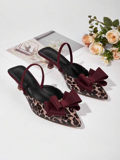 Women's New Sweet Bowknot Comfortable Pointed Toe Non-Slip High Heels (Asymmetrical Cutting Uppers)