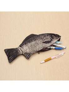 1pc Realistic Carp Pencil Case, Personalized Creative Dried Fish Pencil Pouch, Carp Stationery Box, Realistic Fish Pencil Bag - Single Piece - View 3