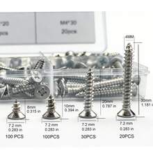 250pcs Cross Recessed Self-Tapping Screw Set, M4x8/10/20/30mm, 304 Stainless Steel, Durable Anti-Corrosion Screws, Suitable For Woodworking And Furniture, DIY Enthusiasts - Multicolor - View 4