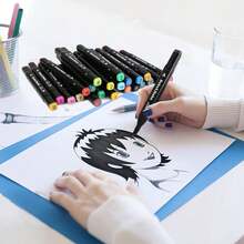24-262色酒精马克笔，漫画素描马克笔，双头美术马克笔，美术学校用品，绘画套装，学习用品，复活节礼物，返校季，开学季，艺术家，学生学习，学校美术课用品，节日礼物 - 彩色 - 查看 5