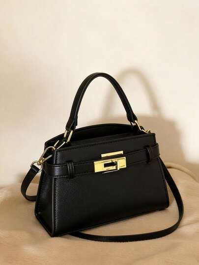 Ce sac à main  de couleur unie comporte une fermeture à pression, une poignée supérieure et une bandoulière réglable. Il est à la mode et élégant, convenant aux femmes, aux étudiantes, pour le trajet domicile-travail, les sorties, les rendez-vous, les courses, les déplacements quotidiens et diverses occasions. Il peut être utilisé comme cadeau de Noël ou pour les voyages de Noël.