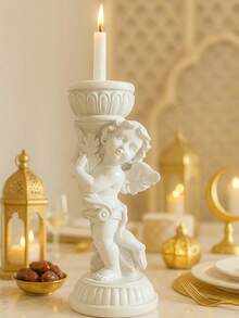 1个/2个天使烛台，天使造型锥形烛台，适合浪漫晚餐、婚礼中心装饰、家居装饰、送给闺蜜的礼物、女士冬季礼物 - 彩色 - 查看 2