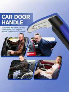 多功能门把手辅助器 - 紧急安全锤和门支撑把手，铝合金+ABS材质，便携式辅助工具，适用于老人、孕妇和驾驶员，是送给父母和旅行安全人士的理想礼物，也是旅行安全配件，便携式门支撑把手 - A - 查看 11