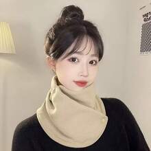 An Upgraded And Thickened Solid Color Snap Button Unisex Scarf - A Must-Have For Winter With A Non Elastic And Soft Design, Suitable For Cycling, Dinners, And Cold Weather. It Features A Fashionable Neck Cover And Exquisite Craftsmanship - An Ideal Holiday Gift - Random - View 8
