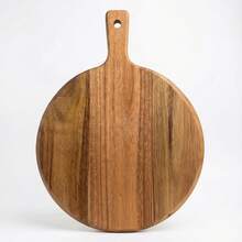 12 Inch Acacia Wood Pizza Peel, Round Wooden Pizza Paddle With Handle, Multipurpose Serving Tray & Charcuterie Board For Baking, Bread, Cheese - Brown - View 9