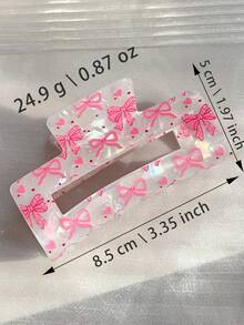 Cute Pink Bow Heart Acrylic Hair Claw Clip, Suitable For Women - Valentine's Day Hair Accessory, Fashionable Shiny Hair Clip, Fits Thick/Thin Hair Fashion Hair Clutch Elegant Hair Jaw Clip Valentine's Day Accessories Gift - Multicolor - View 4