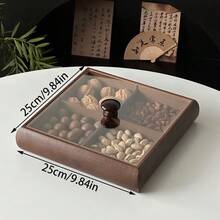 1个方形隔层水果盘，天然色网格甜点展示托盘，多功能水果盘，适用于餐桌装饰、家居和厨房 - 方形分格果盤 - 查看 3