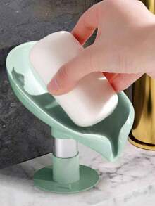 Leaf-Shaped Soap Dish, Draining Soap Holder, Bathroom Accessories, Suction Cup Soap Dish, Bathroom Soap Box, Leaf-Shaped Soap Dish, Draining Rack, No Drilling Bathroom Accessories With Suction Cup, Anti-Slip Soap Tray - Multicolor - View 8