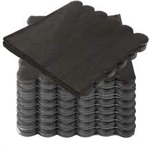 25 Stücke/Set, 50 Stücke/Set, 75 Stücke/Set burgunderrot & schwarze Einfarbige wellige Kanten dickere weiche Party Servietten, 2-lagige weiche Papierservietten, ungefaltete Größe 32cm*32cm, geeignet für: Hochzeit, Teegesellschaft, Geburtstagsfeier Dekoration, Party Dekoration, Party Zubehör, Feiertags Dekoration, Feiertags Zubehör - Zhu Mohei - Übersicht 7