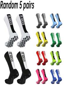 1/3/5 Pairs Random FS Sports Football Socks, Non-Slip Dotted Sole, , Versatile Sports Socks, - Multicolor - View 1