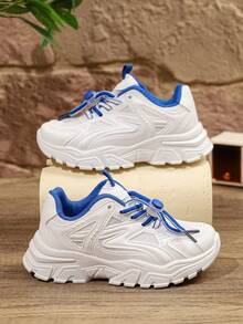 Stylish White Sneakers For Kids And Adults. Can Be Worn In All Seasons. Suitable For School Events, Performances, And Running Activities. - Blue - View 2