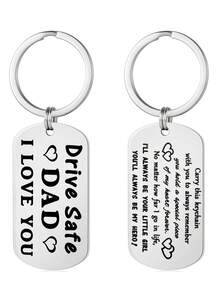 Father's Day Gifts Keychain From Daughter Son - Stainless Steel Keychain Remember I Love You Father Day Gift For Dad - Multicolor - View 5