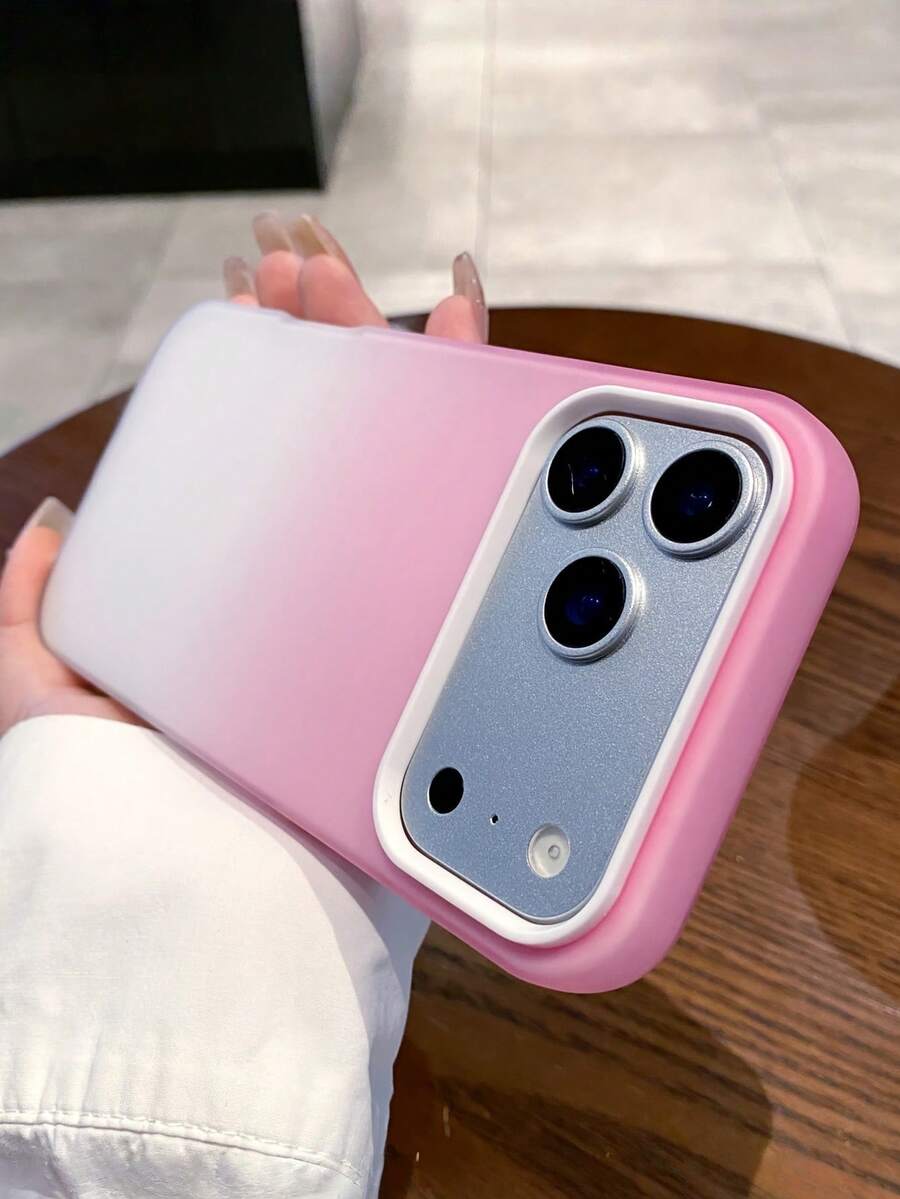 1pc Premium 2-In-1 Gradient Phone Case Compatible With IPhone 17 Pro Max 17 Pro Air 16 15 14 13 12 11 Pro Max Ombre Vibe Soft TPU Back Cover Matte Skin Feel - Pink - View 1