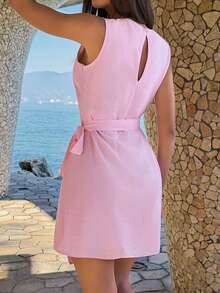 Ladies' Spring And Summer Holidays, Dating, Music Festivals, Mother's Day, Easter, Hanging Necklaces, Elegant Short Skirts. - Pink - View 2