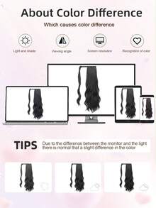 22 Inch Long Wavy Curly Wrap Around Ponytail Hair Extensions, Heat Resistant Synthetic Hairpiece For Women - Multicolor - View 8