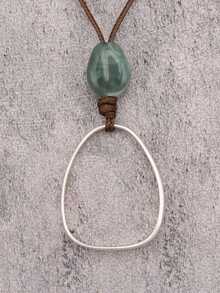 1件独特夸张极简椭圆形合金吊坠项链，男士时尚串珠嘻哈长链，情侣礼物，情人节和圣诞节礼物