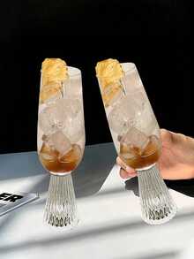 1pc Ins-Style High-Quality Glass Cup, Creative Niche Design Stemware, Suitable For Beverages, Sparkling Water, Fruit Juice At Home, Restaurant, Living Room, Gift