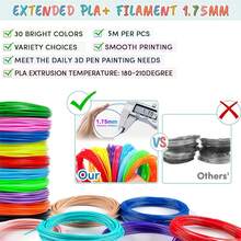 150m de longitud total, filamento para impresión 3D PLA de 1,75 mm de diámetro, 30 colores aleatorios, 5m de cada color - PLA 150 metros - Ver 3