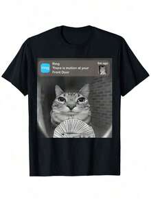 There Is Motion At Your Front Door Funny Silly Cat Meme T-ShirtSt.Patrick'S Day Easter Gift Top - 黑色 - 查看 6