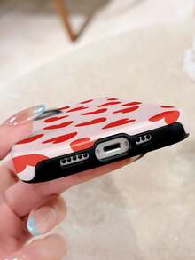 1 pieza Estuche rígido para teléfono con cobertura completa y diseño de corazón brillante compatible con /11/12/13/14/15/16/17 Pro Max Carcasa 2en1 de película, diseño elegante. - Blanco - Ver 5