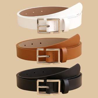 1pc Square Buckle Chinese Style Fashion Retro Personalized Women's Belt, Suitable For Daily, Gathering, Party