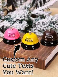Unique Gift: Customizable Metal Call Bell/Order Service Bell. Valentine's Day Special Gift: Romantic Signal Transmission Device, Pink Customizable Text Bell. Student Gift: Creative Yellow & Brown Metal Bar/Dining Bell, Pet Training Bell. - Multicolor - View 3