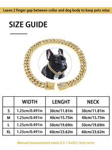 1pc Bling Pet Cuban Link Chain - Stylish Dog Statement Necklace, Metallic Pet Fashion Accessory - Multicolor - View 3