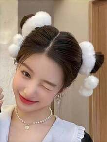 2 buc/set eleganți de păr drăguți și eleganti, albi, pufoși, cu ciucuri, design mic și delicat, ușor de fixat, material moale, potriviți pentru coafuri cu coadă de cal, , accesoriu de modă pentru zi cu zi, petrecere, călătorii, elastici de păr, benzi de cauciuc, frânghie de păr, cravată elastică de păr - Cravată de păr cu ciucuri de pluș alb - Vizualizare 14