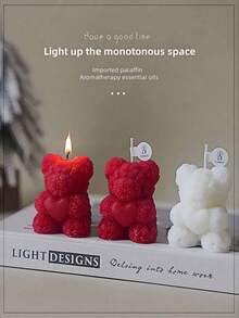 1pc Rose Bear Scented Candle, Individually Packaged, Makes A Great Gift. This Candle Combines Aesthetics And Fragrance, With The Romantic Rose Element And The Adorable Bear Shape Perfectly Blended. - Multicolor - View 3