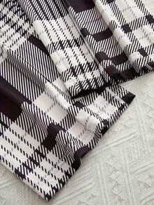 2pcs Black Dog Cartoon Print Women Pajama Set, Casual Plaid Pants Homewear - Black - View 4