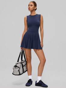 MASKERT Fashionable Women's Dresses, Sportswear, Gym Wear, Yoga Garments, Tennis Shirts, High Elasticity, Skin-Friendly, Comfortable, Breathable, Home & Casual Wear - 藏蓝色 - 查看 7