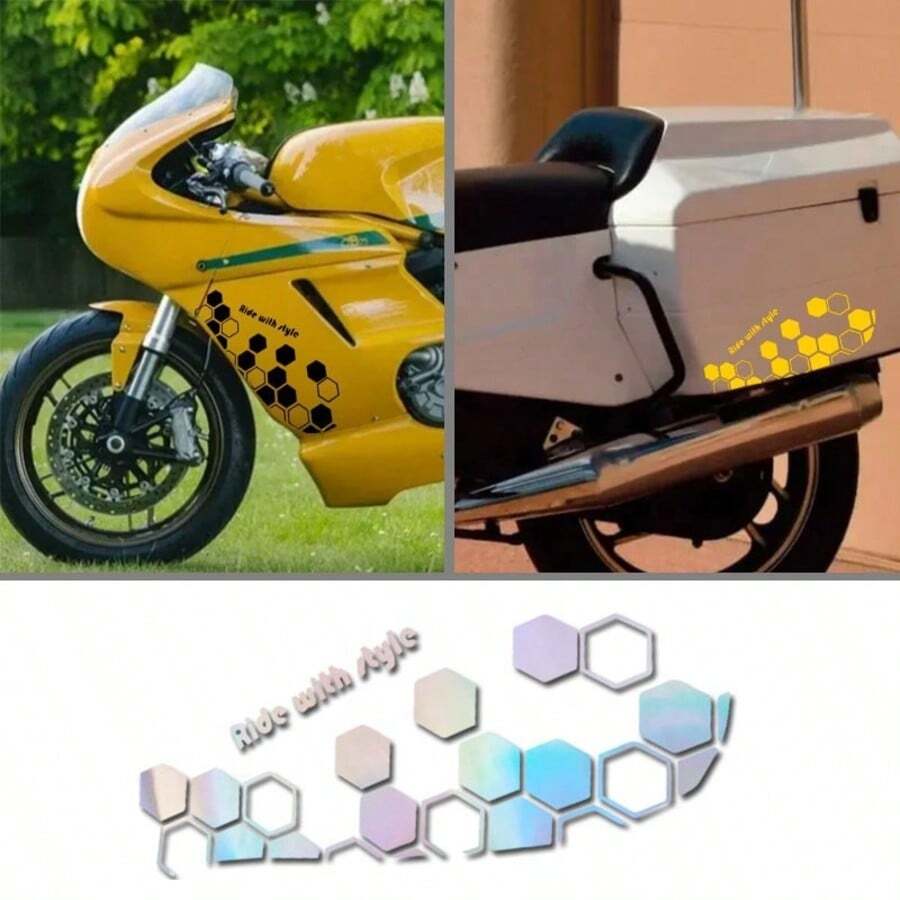AD 1片蜂窝状汽车贴纸，摩托车、自行车、踏板车、汽车个性化创意贴花，用于车身装饰、油箱、后备箱、防刮擦、改装 - 均碼 - 查看 1