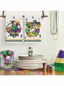 Mardi Gras Kitchen Towels Dish Towels, 18x26 Inch Seasonal Decoration Hand Towels Set Of 2 - Default - View 2