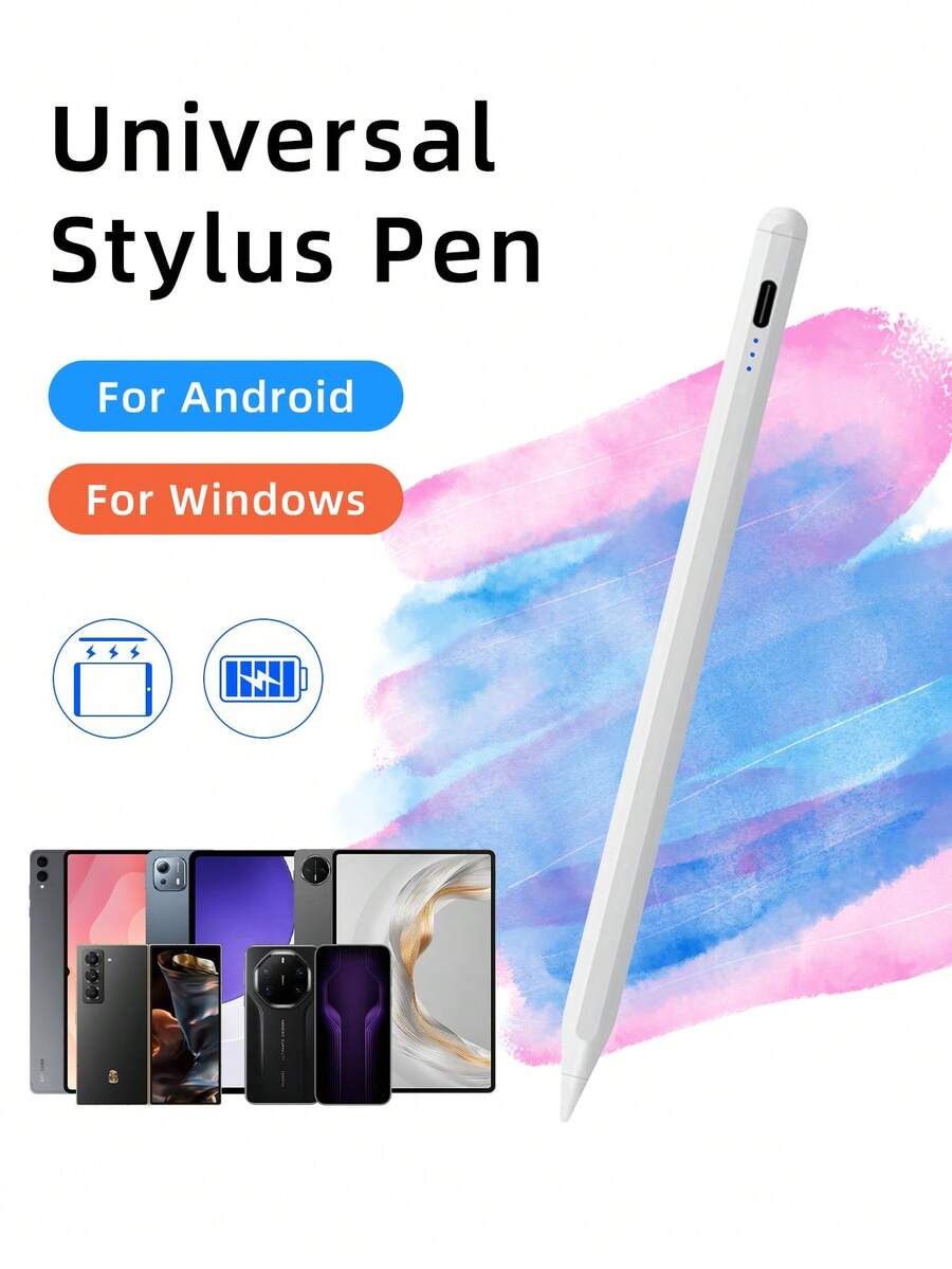 Universal Stylus Pen Compatible With Android, Windows, And Tablet Computers - White - View 1
