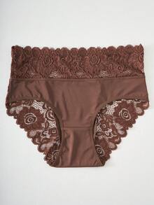 4pcs/Pack Women's High Waist Seamless Lace Thong Panties - Multicolor - View 5