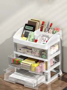 3-Tier Tabletop Cosmetic Storage Box - Multicolor - View 3