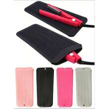 Capa protetora de silicone resistente ao calor para chapinha de cabelo, ideal para viagens. Possui base antiderrapante, suporte para chapinha e modelador de cachos, capa protetora para viagem, versão atualizada e pode ser pendurada em bolsas de armazenamento. Inclui 1 capa protetora resistente ao calor para chapinha de cabelo.