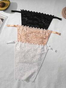 3pcs Women's Black & White Floral Lace Detachable Modular Bra Cover Camisole Collar - Multicolor - View 1