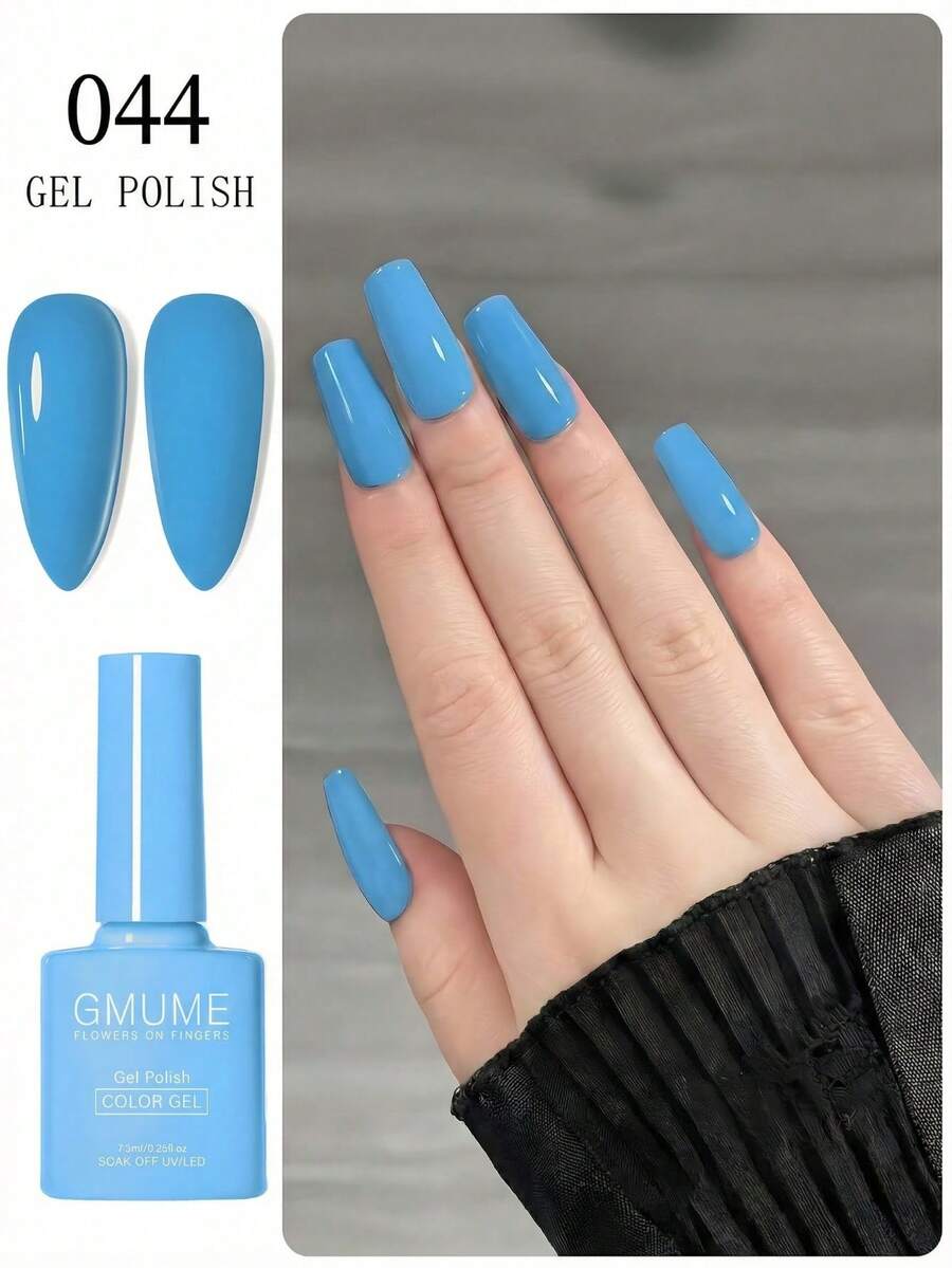 Bright Sky Blue Gel Nail Polish 7.5ml - Light Cyan Soak Off UV/LED Gel Varnish, High Gloss Summer Color For Beach Vacation Manicure (No.044) - 天藍色 - 查看 1