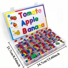 一套完整的彩色磁性英文字母拼写方块，辅助学习和智力发展，通过引人入胜的视觉学习、思考和对话来提升语言技能，适用于科学教育、自学、家庭教育、学校和教育用品 > 教学用品 > 教学工具，所有产品颜色和位置均为随机发货