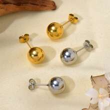 1 Đôi bông tai kiểu Punk mạ vàng 18K bằng thép không gỉ, thiết kế tối giản, phù hợp cho phụ nữ đeo hàng ngày, đi làm, dự tiệc, món quà tuyệt vời cho bạn bè, mẹ, người yêu. - Nhiều màu - Xem 2