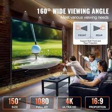Projector Screen With Stand 100 120inch 16:9 4K 1080 HD Portable Projection Screen For Home Office Theater Cinema - White - View 4