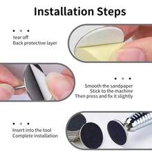 Nasin 60片可替换砂纸片，带金属圆盘、粉色指甲锉和抛光块，足部护理工具配件